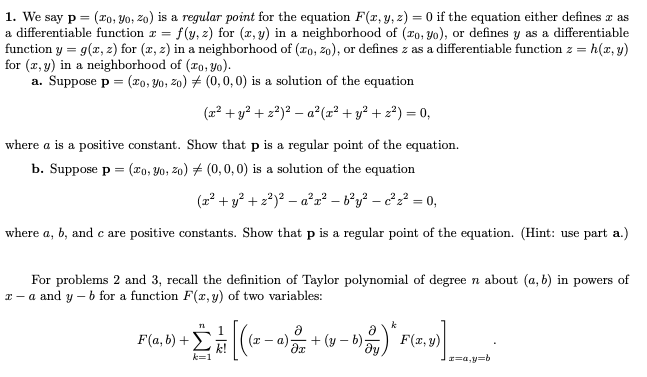 1 We Say P Zo Yo Zo Is A Regular Point For Chegg Com