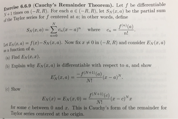 Solved Cise 6 6 9 Cauchy S Remainder Theorem Let F Be Chegg Com