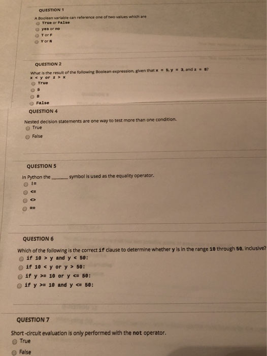 Solved Question 1 Boolean Variable Reference One Two Values E True False O Ves O Tor F O Yor N Qu Q