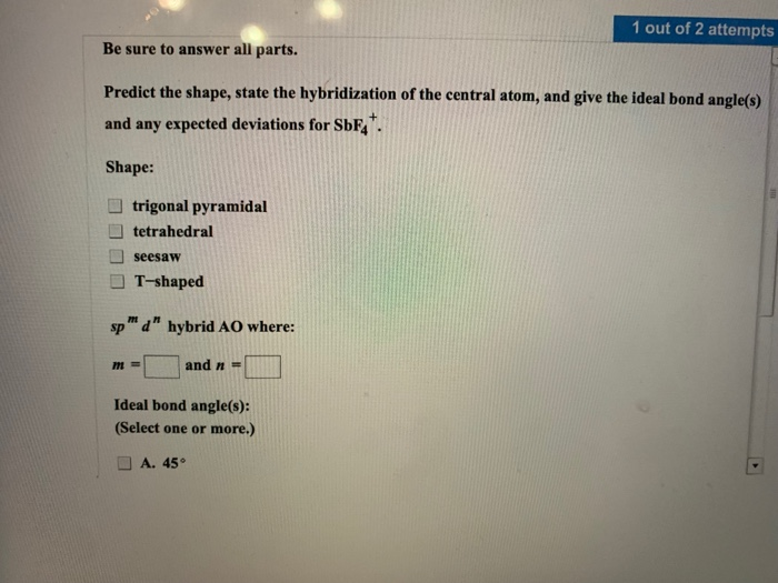 Solved 1 Out Of 2 Attempts Be Sure To Answer All Parts. P