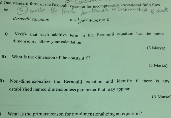 Solved One Standard Form Of The Bernoulli Eguation For