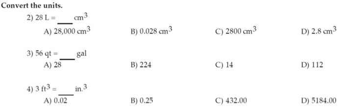 Convert The Units 2 28 L Dm3 A 28 000 Cm3 B Chegg Com