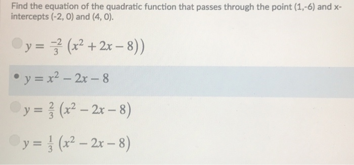 Find The Equation Of The Quadratic Function That Chegg Com