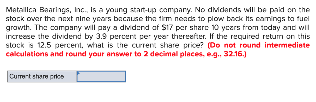 Metallica Bearings Inc Is A Young Start Up Chegg 