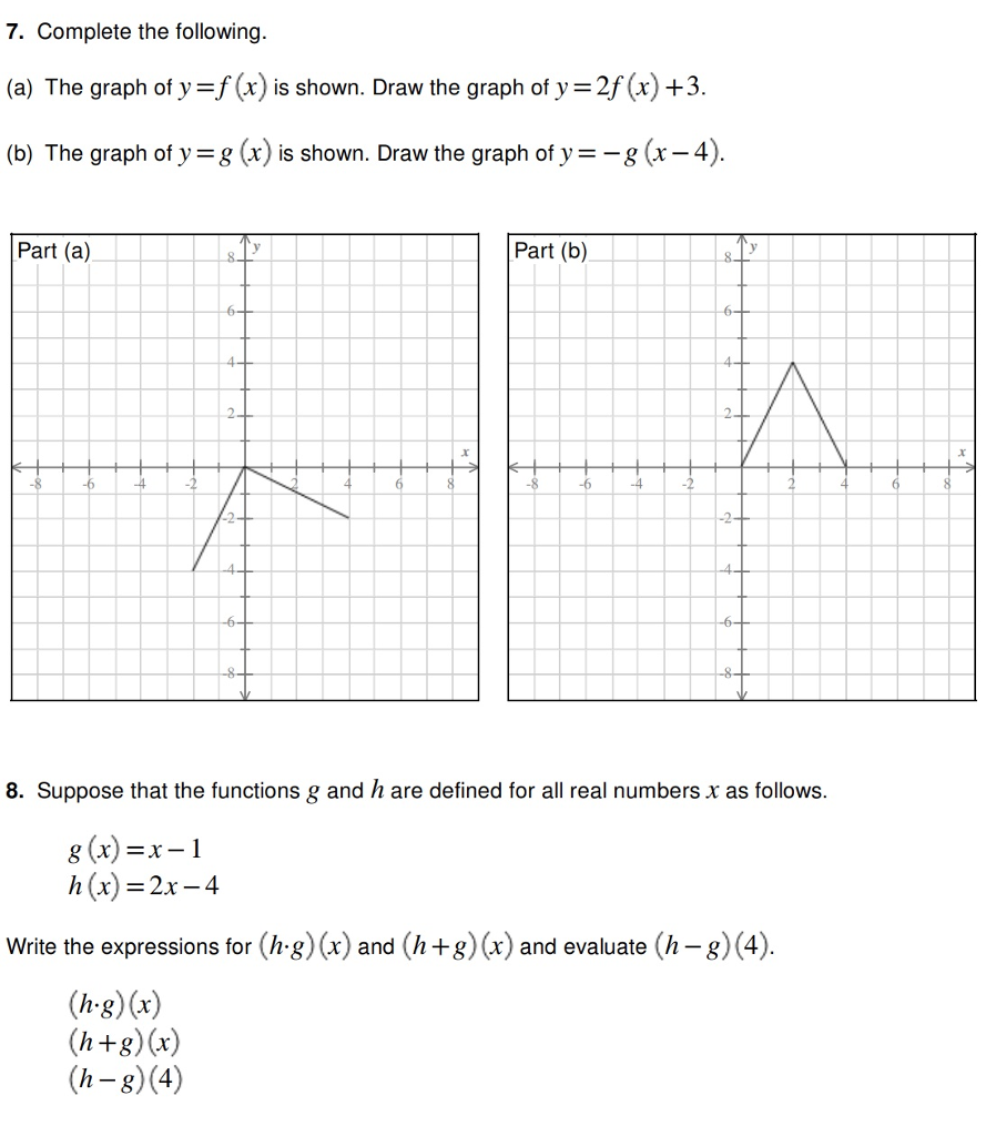 Solved 7 Complete The Following A The Graph Of Y F R Chegg Com