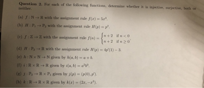 Solved Question 2 For Each Of The Following Functions D Chegg Com