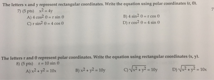 The Letters X And Y Represent Rectangular Chegg Com