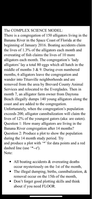 The COMPLEX SCIENCE MODEL: There is a congregation of 150 alligators living in the Banana River in the Space Coast of Florida