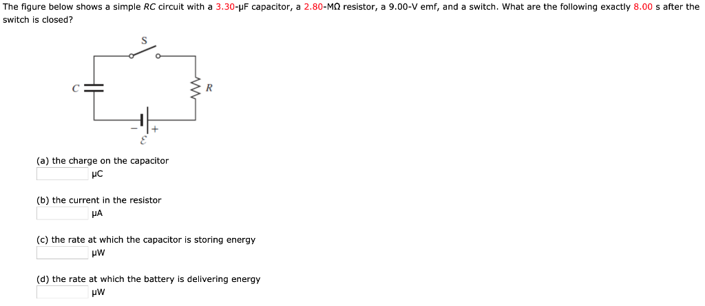 Solved The Figure Below Shows A Simple Rc Circuit With A Chegg Com