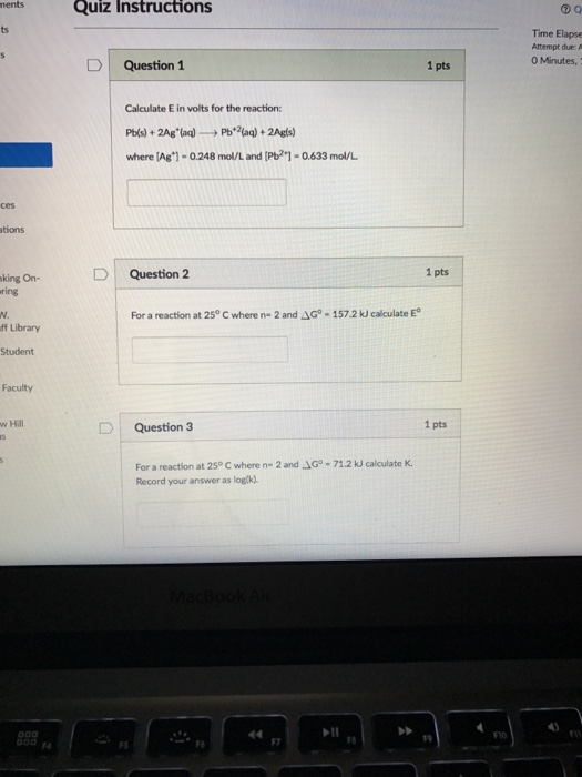 Solved Calculate E In Volts For The Reaction Pb S 2ag Chegg Com