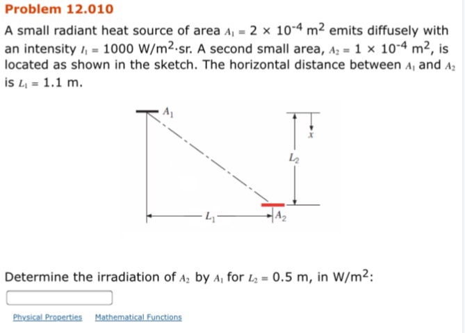 Problem 12 010 A Small Radiant Heat Source Of Area Ai Chegg 