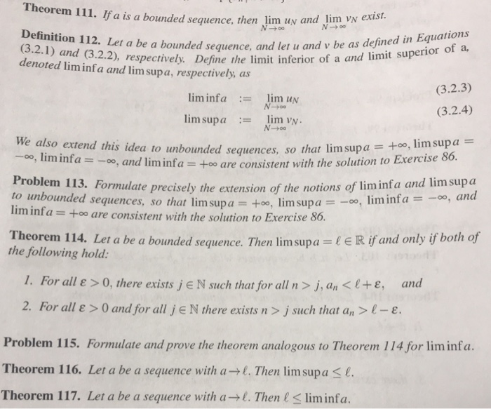 Solved Heorem 111 If A Is A Bounded Sequence Then Lim U Chegg Com