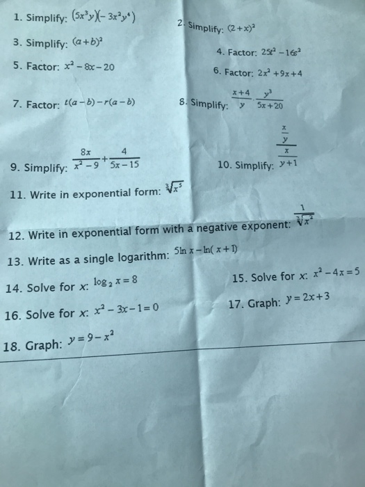 Solved 1 Simplify 5x3 3x3s 3 Simplify A By 5 F Chegg Com