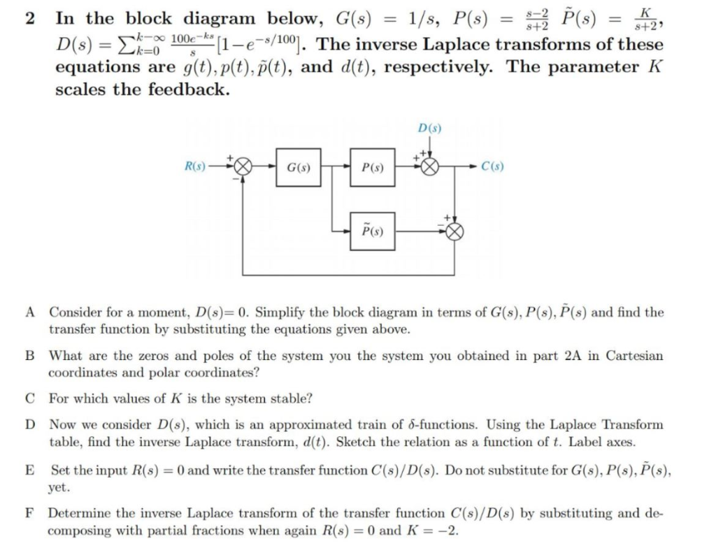 2 In The Block Diagram Below G S 1 S P S2 P S Chegg Com