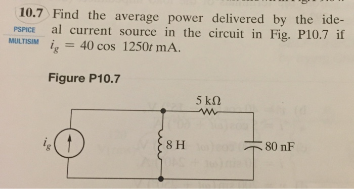 Solved 10.7 Find The Average Power Delivered By The Ide