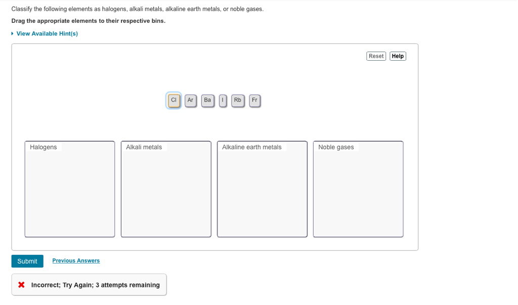 Solved Classify The Following Elements As Halogens, Alkal