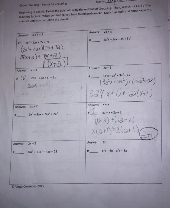 Circuit training beginning polynomials answer key pdf