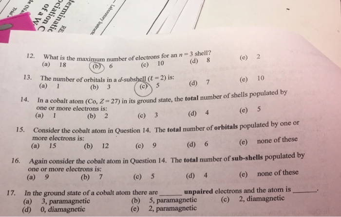 Solved Is The Maximum Number Of Electrons For An N 3 Shel Chegg Com