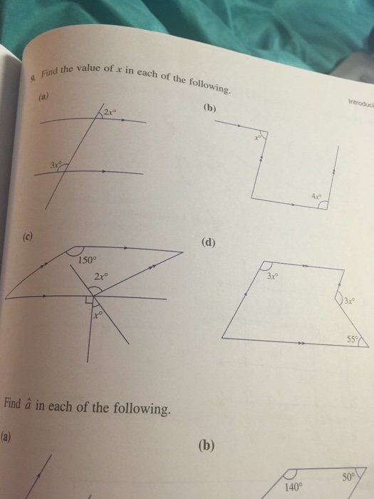 Solved E Of X In Each Of Find The Value Of X In E The Fol Chegg Com