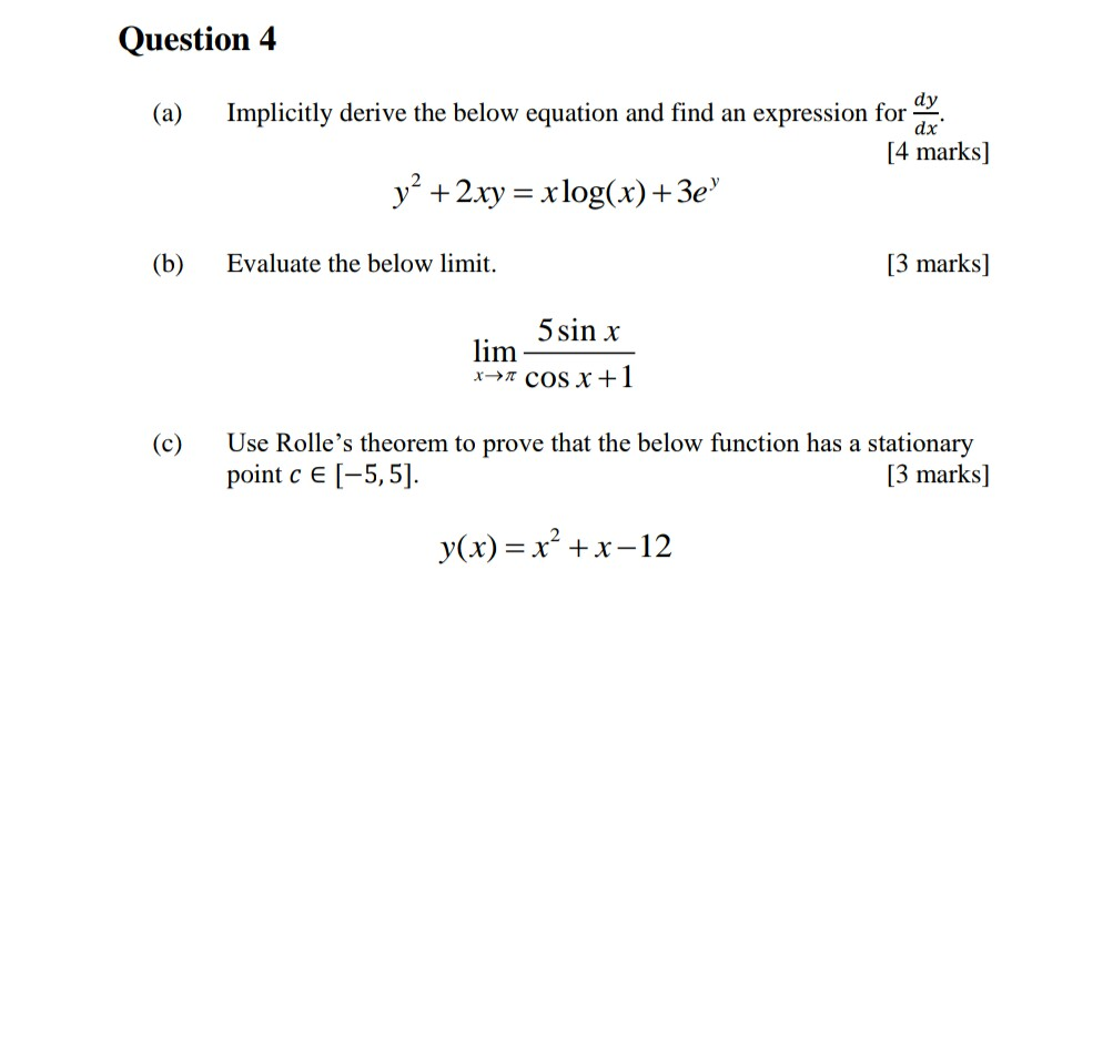 Question 4 A Implicitly Derive The Below Equation Chegg Com