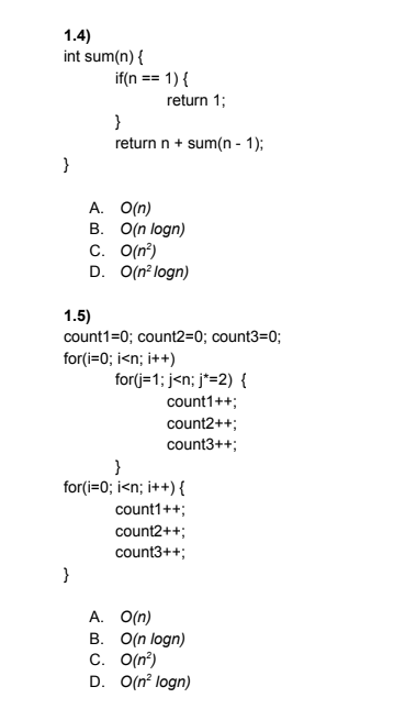 Solved 1 4 Int Sum N If N1 Return 1 Return N Sum N 1 Chegg Com