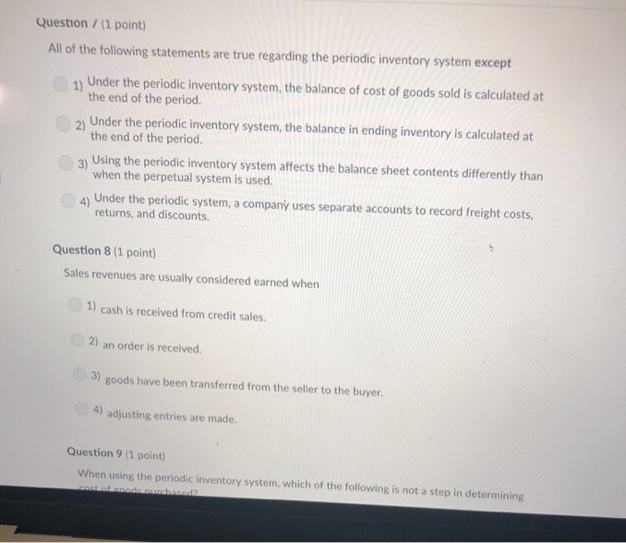 Question 1 1 Point A Pany Shows The Following Chegg 