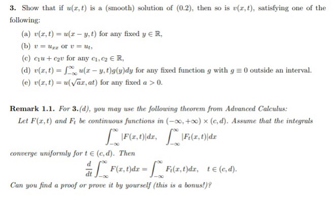 3 Show That If U X T Is A Smooth Solution Of Chegg Com