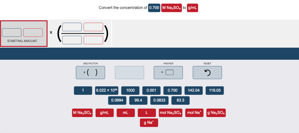 Solved Convert The Concentration Of 0 70 0 M Na2so4 To G Ml Chegg Com