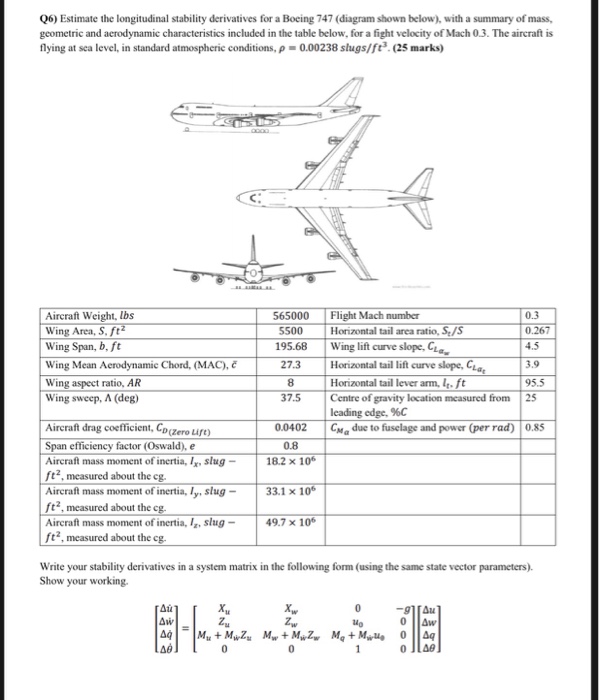 Stability Derivatives Of Boeing 747 Solved Q6 Estimate The Longitudinal Stability Derivative Pdf Estimation Of Dynamic Stability Derivatives Of A