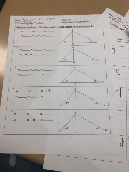 Special right triangles review (article)