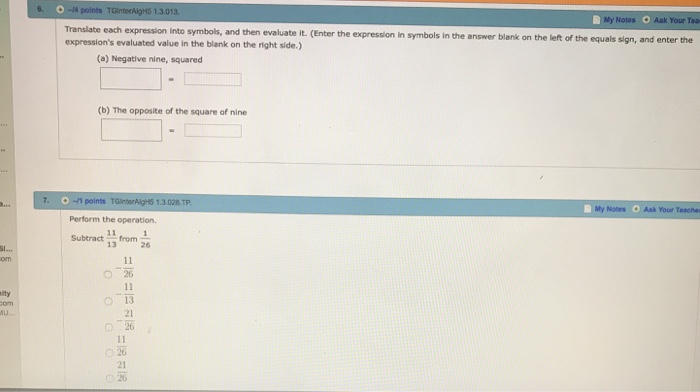 Solved 6 0 14 Points Tginteralgh6 1 3 013 My Notes k Y Chegg Com