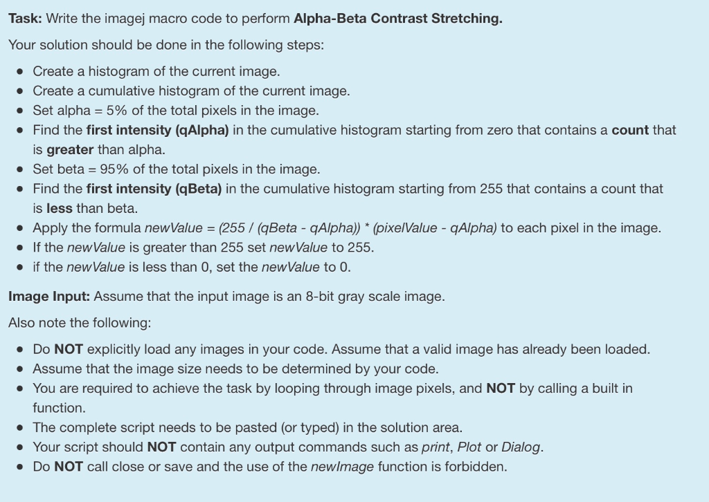 Task Write The Imagej Macro Code To Perform Alpha