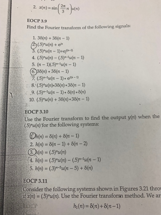 Solved 2 X N Sin 2n U N Eocp 3 9 Find The Fourier Tra Chegg Com