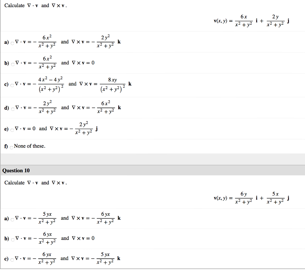 Solved Calculate V V And V V V X Y X2 Y2 I X2 Y2 A Chegg Com