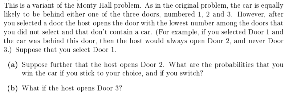 Solved This Is A Variant Of The Monty Hall Problem As In