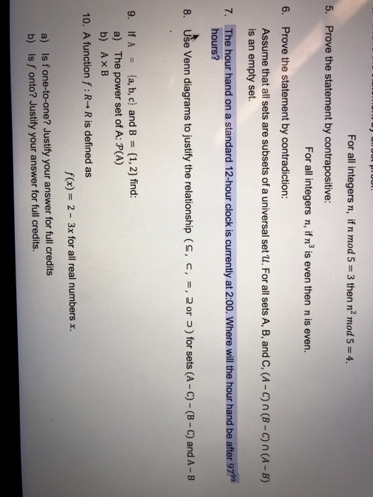 Solved For All Integers N If N Mod 5 3 Then N2 Mod 5 4 P Chegg Com