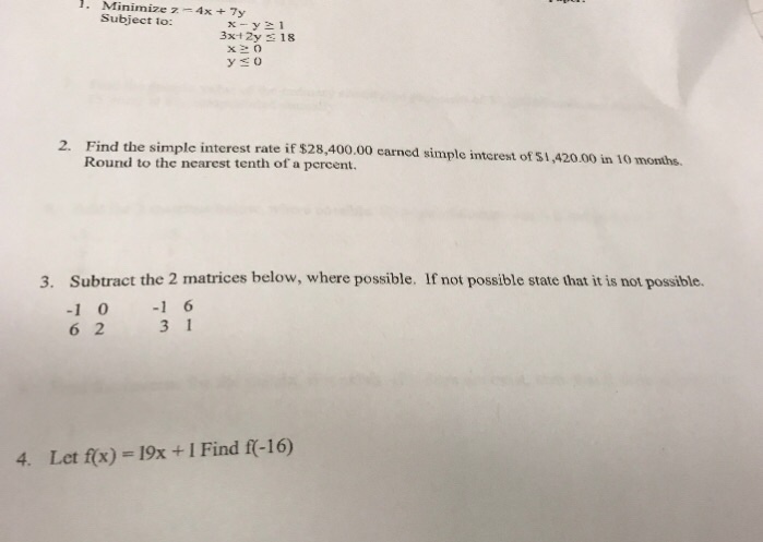 Solved Minimize Z 4x 7y Subject To X Y Chegg Com