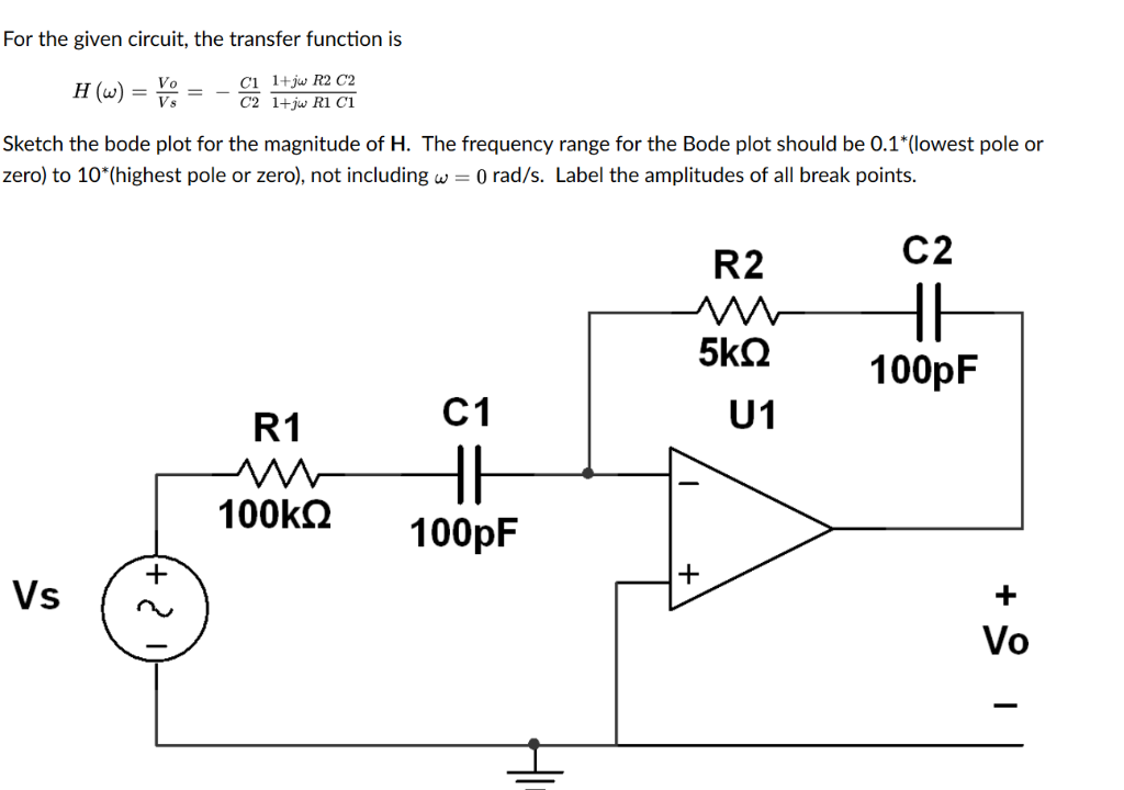 Solved H W V O V S C 1 C 2 1 J W R 2 C Chegg Com