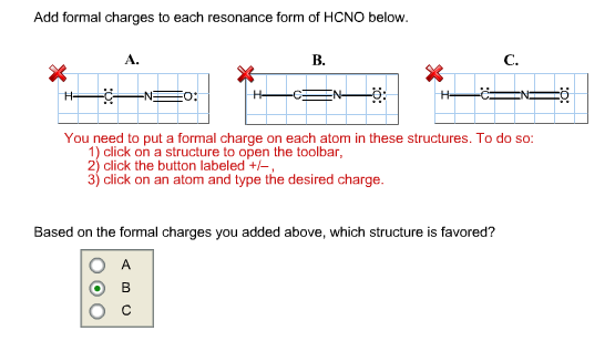 Solved Add Formal Charges To Each Resonance Form Of HCNO