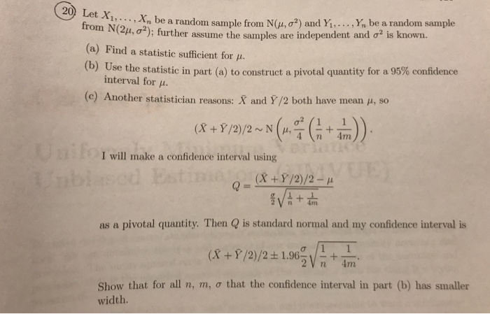 Solved From N 2 X Be Arandonn Sample From N M S2 And Chegg Com