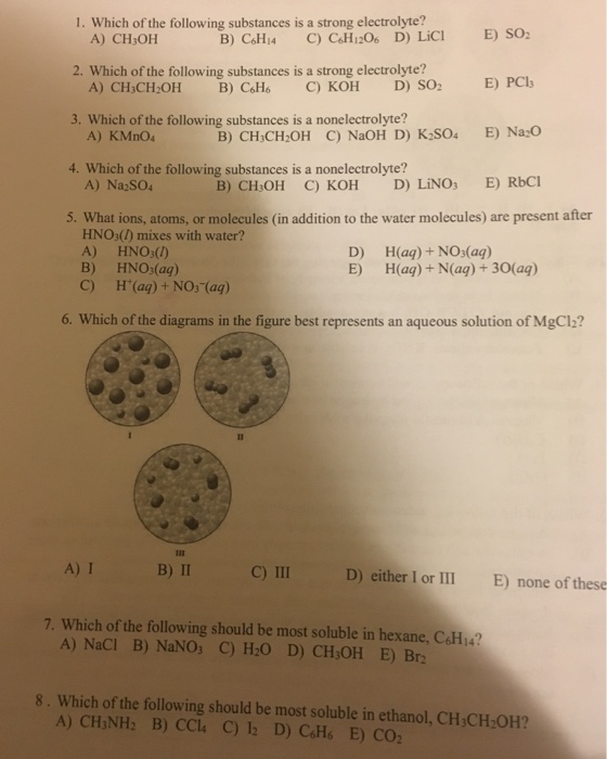 Solved 1 Which Of The Following Substances Is A Strong Chegg Com