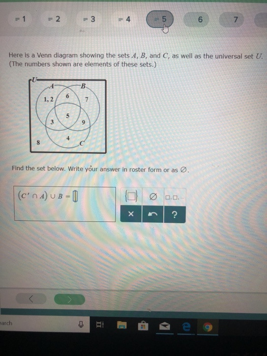 Solved 12 34 5 6 7 Here Is A Venn Diagram Showing The Set Chegg Com