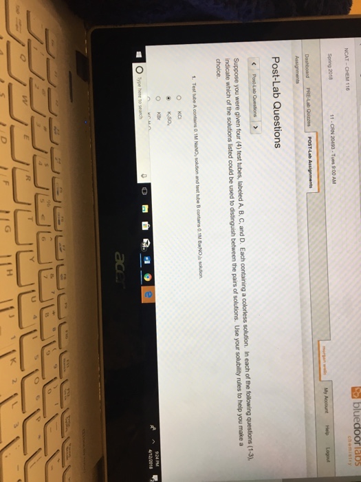 Solved Bluedoor Labs Ncat Chem 110 Spring 2018 11 Crn 2