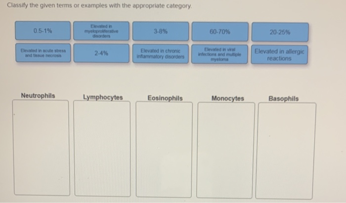 Solved Classify The Given Terms Or Examples With The Appr