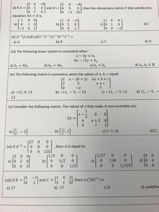 Solved 2 6 8 If A 0 5 3 And B 0 5 3then The Elementar Chegg Com