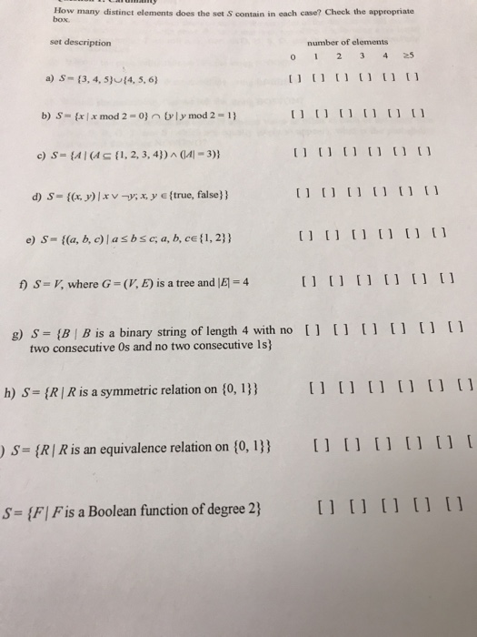 Solved How Many Distinct Elements Does The Set S Contain Chegg Com