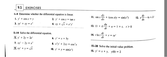 9 5 Exercises 1 4 Determine Whether The Differential Chegg Com