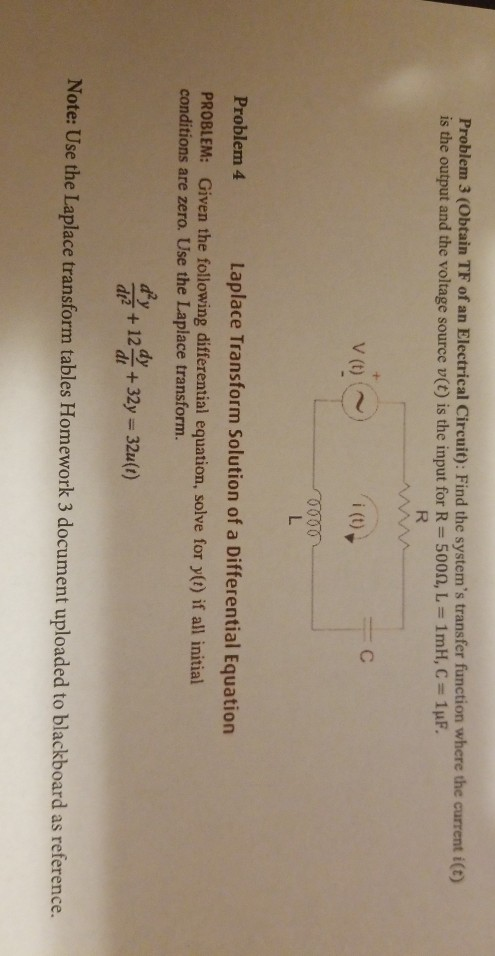 Solved Problem 3 Obtain Tf Of An Electrical Circuit Fi Problem 3 Obtain Tf Of An Electrical Circuit Find The Systems Transfer Function