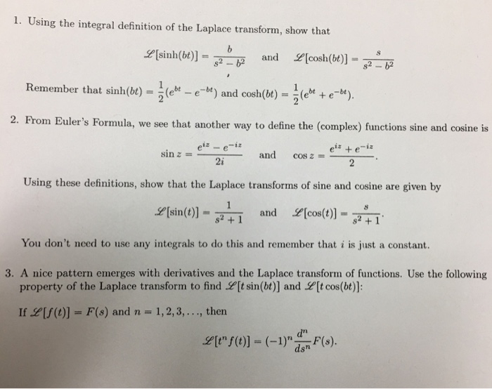 Solved Using The Integral Definition Of The Laplace Trans Chegg Com