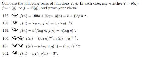 Solved Compare Following Pairs Functions F G Case Say Whether F O G F W G F G Prove Claim 157 F N Q